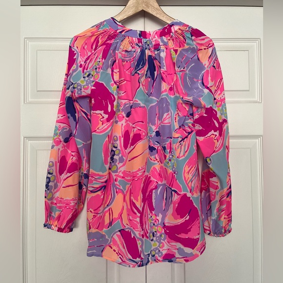 {Lilly Pulitzer} Elsa Silk Long Sleeve Blouse in Multi Jam Out - Size XS - NWT - Picture 5 of 11